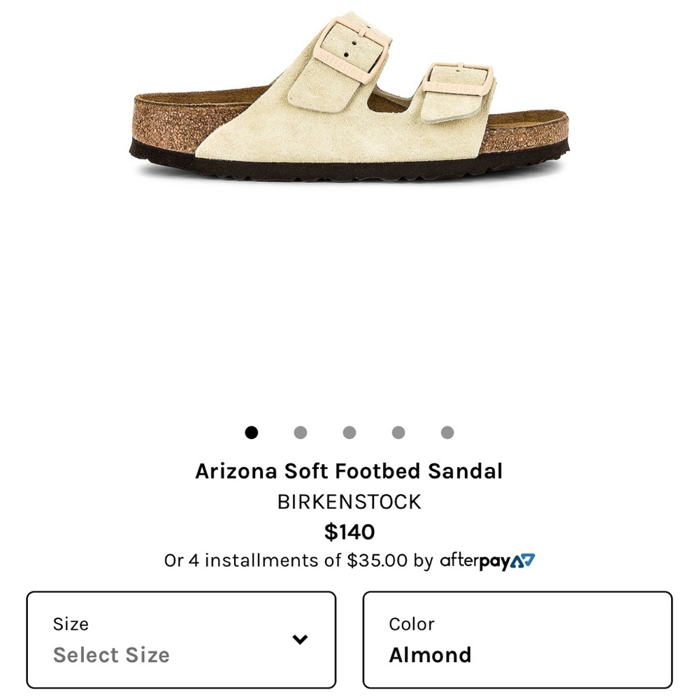 Birkenstock Arizona Soft Footbed Sandal in Almond Size 39 (8-8.5)